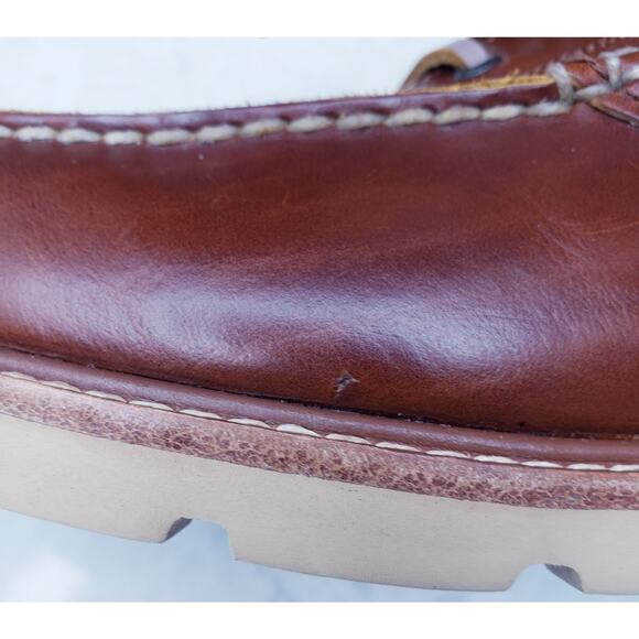 Huckberry RHODES Tahoe Boat Shoes Men's 10 Brown Leather Vibram Gumlite Sole EUC - Picture 13 of 15